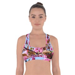 Crab Apple Blossoms Cross Back Sports Bra by FunnyCow