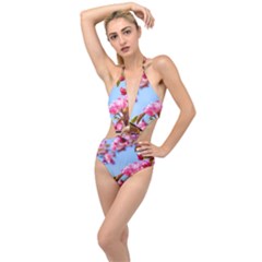 Crab Apple Blossoms Plunging Cut Out Swimsuit