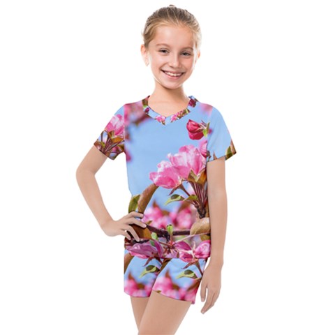 Crab Apple Blossoms Kids  Mesh Tee And Shorts Set by FunnyCow