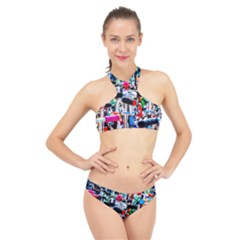 Time To Choose A Scooter High Neck Bikini Set by FunnyCow