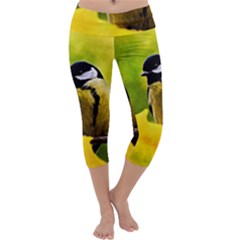 Tomtit Bird Dressed To The Season Capri Yoga Leggings by FunnyCow