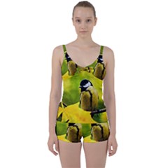 Tomtit Bird Dressed To The Season Tie Front Two Piece Tankini by FunnyCow