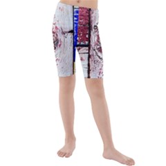 Abstract Art Of Grunge Wood Kids  Mid Length Swim Shorts by FunnyCow