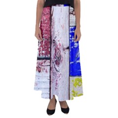 Abstract Art Of Grunge Wood Flared Maxi Skirt