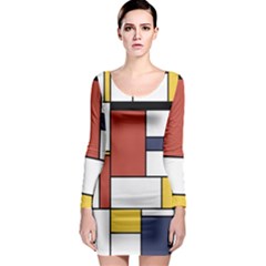 Neoplasticism Style Art Long Sleeve Bodycon Dress by FunnyCow