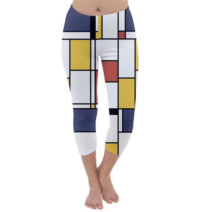 De Stijl Abstract Art Capri Winter Leggings 