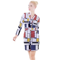 Abstract Art Of Avant Garde Button Long Sleeve Dress by FunnyCow