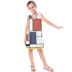 Neoplasticism Abstract Art Kids  Sleeveless Dress by FunnyCow