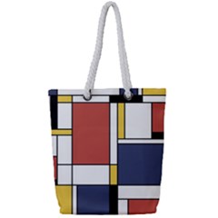 Abstract Art Of De Stijl Full Print Rope Handle Tote (small)