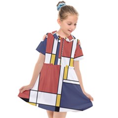 Abstract Art Of De Stijl Kids  Short Sleeve Shirt Dress by FunnyCow