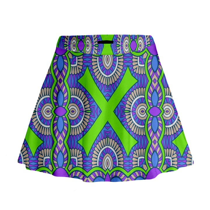 Purple green shapes                                          Mini Flare Skirt