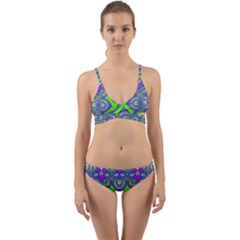 Purple Green Shapes                                          Wrap Around Bikini Set by LalyLauraFLM