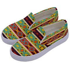 Ovals Rhombus And Squares                                    Kids  Canvas Slip Ons by LalyLauraFLM