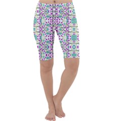 Colorful Modern Floral Baroque Pattern 7500 Cropped Leggings  by dflcprints