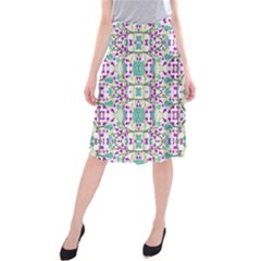 Colorful Modern Floral Baroque Pattern 7500 Midi Beach Skirt by dflcprints