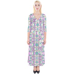 Colorful Modern Floral Baroque Pattern 7500 Quarter Sleeve Wrap Maxi Dress by dflcprints