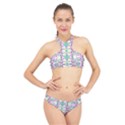 Colorful Modern Floral Baroque Pattern 7500 High Neck Bikini Set View1