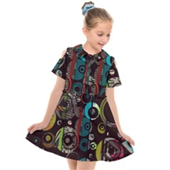 Circles Texture                                       Kids  Short Sleeve Shirt Dress by LalyLauraFLM