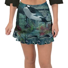 Wonderful Orca In Deep Underwater World Fishtail Mini Chiffon Skirt