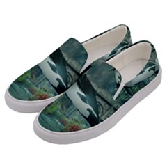 Wonderful Orca In Deep Underwater World Men s Canvas Slip Ons by FantasyWorld7