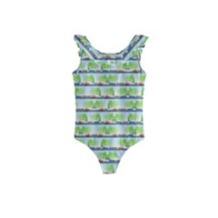 Cars And Trees Pattern Kids  Frill Swimsuit by linceazul