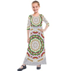 Fauna In Bohemian Midsummer Style Kids  Quarter Sleeve Maxi Dress by pepitasart