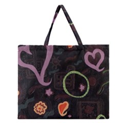 Hearts Zipper Large Tote Bag