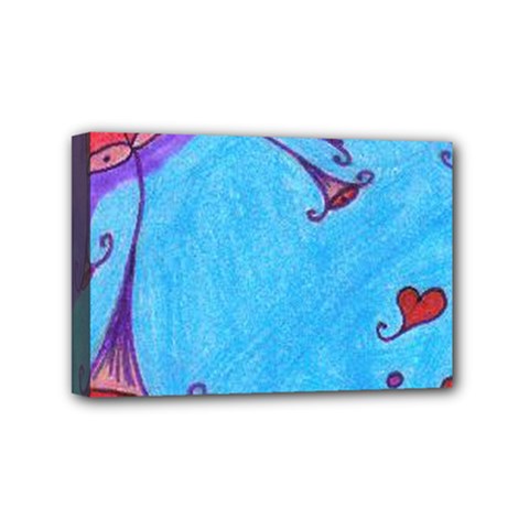 Hearts And Blue Mini Canvas 6  X 4  by snowwhitegirl