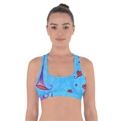 Hearts And Blue Cross Back Sports Bra