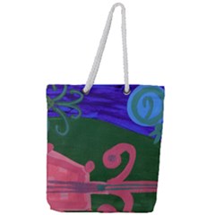 Pink Guitar Full Print Rope Handle Tote (large) by snowwhitegirl