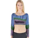 Purple Shoe Long Sleeve Crop Top View1