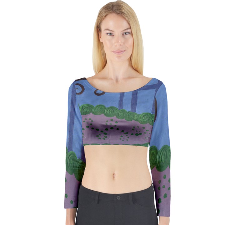 Purple Shoe Long Sleeve Crop Top