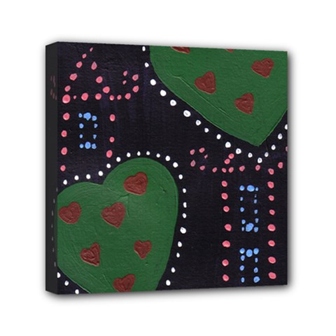 Christmas Hearts Mini Canvas 6  X 6 
