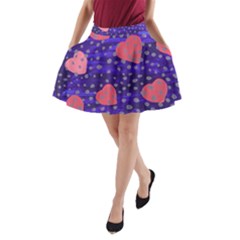 Underwater Pink Hearts A-line Pocket Skirt