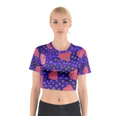 Underwater Pink Hearts Cotton Crop Top