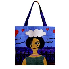 Girl By The Sea Zipper Grocery Tote Bag