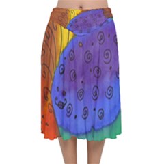 Whale And Eggs Velvet Flared Midi Skirt