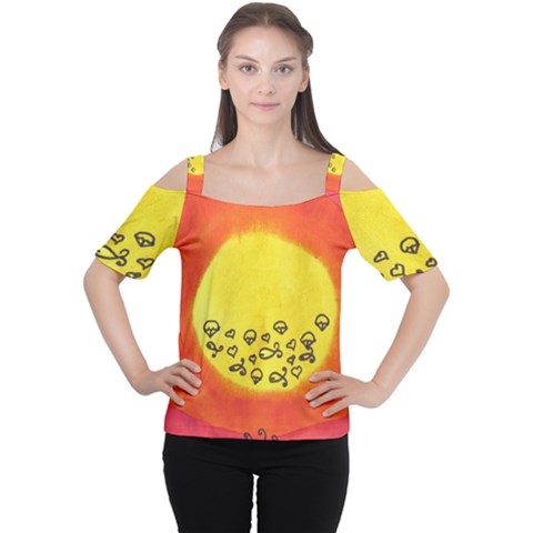 Red Sun Cutout Shoulder Tee by snowwhitegirl