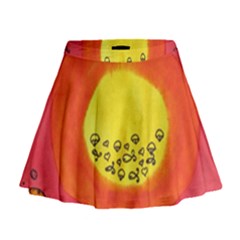 Red Sun Mini Flare Skirt by snowwhitegirl