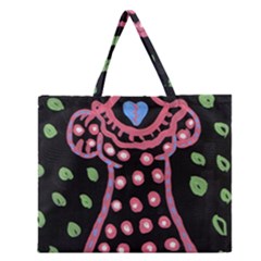 Dress And Falling Leaves Zipper Large Tote Bag