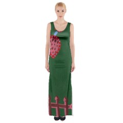 Floating Strawberries Maxi Thigh Split Dress