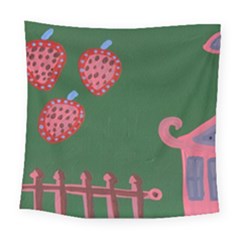 Floating Strawberries Square Tapestry (large)