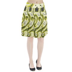 Yellow Swirls Pleated Skirt by snowwhitegirl