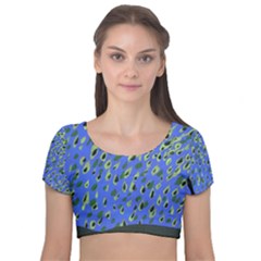 Raining Leaves Velvet Short Sleeve Crop Top  by snowwhitegirl