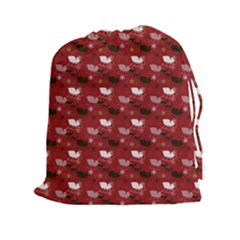 Snow Sleigh Deer Red Drawstring Pouches (xxl)