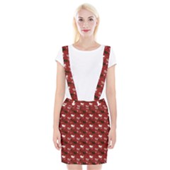 Snow Sleigh Deer Red Braces Suspender Skirt