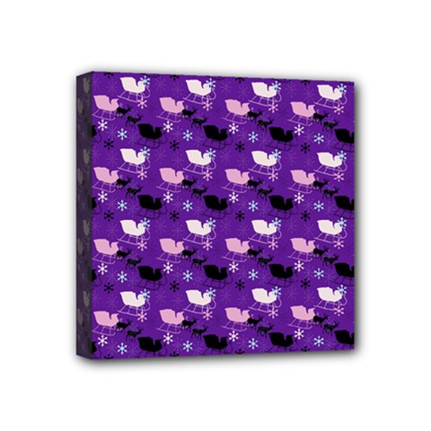 Snow Sleigh Deer Purple Mini Canvas 4  X 4  by snowwhitegirl