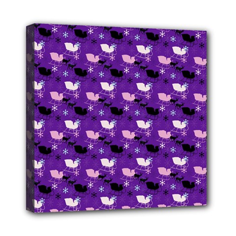 Snow Sleigh Deer Purple Mini Canvas 8  X 8  by snowwhitegirl