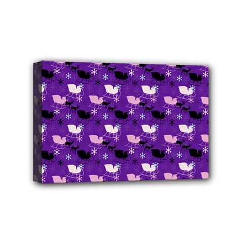 Snow Sleigh Deer Purple Mini Canvas 6  X 4  by snowwhitegirl
