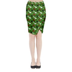 Snow Sleigh Deer Green Midi Wrap Pencil Skirt by snowwhitegirl